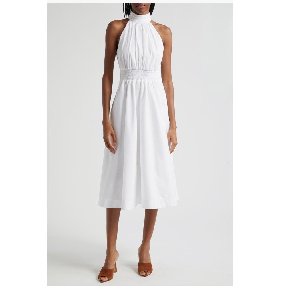 Veronica Beard Kinny Smocked Cotton‎ Blend Mini Dress, White, Size 10, NWT